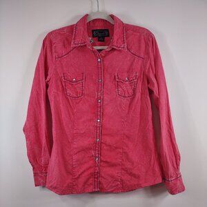 Shyanne Western Embroidered Snap Button Shirt, Size Medium